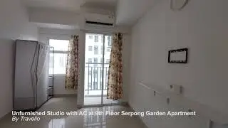 Room Tour Unfurnished Studio with AC at 9th Floor Serpong Garden Apartment By Travelio