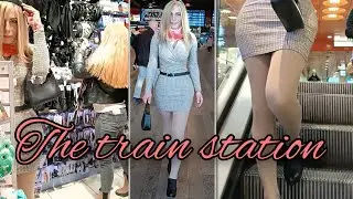 Crossdresser at the train station
