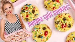 Easy Banana Split Cake Mix Cookies // Lindsay Ann