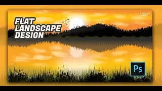 How to Draw Flat Landscape Photoshop  | For Beginner | Free : Wallpaper