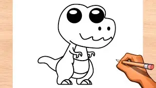 How to Draw a Kawaii T-REX Dinosaur easy - Drawing Step by Step