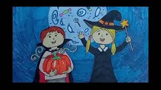Рисуем детей в костюмах на хеллоуин. Helloween рисунки