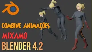 COMBINAR VÁRIAS ANIMAÇÕES DO MIXAMO NUM ÚNICO PERSONAGEM NO BLENDER 4.2