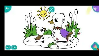 draw duck, river, sun, grass, reeds, рисуем утенка, реку, солне, траву, камыш