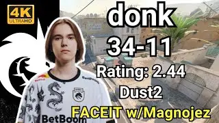 donk (34-11) w/Magnojez Rating:2.44 (Dust2) | FACEIT Ranked | Sep 9, 2024 #cs2 #pov