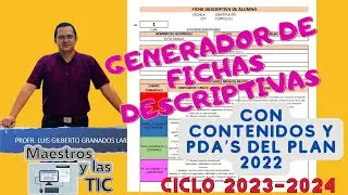 GENERADOR DE FICHAS DESCRIPTIVAS 2024 CON CONTENIDOS Y PDAS DEL PLAN 2022.