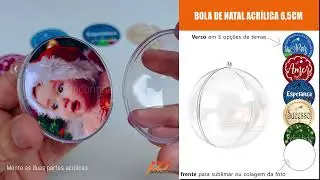 BOLA de NATAL ACRÍLICA 6,5cm para FOTO OU SUBLIMAÇÃO | PD BRINDES