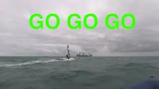 France to England Cross Channel Windsurfer Dodges Huge Cargo Ship by 30 seconds. HUGE HEART RATE BPM
