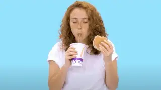 Nathalia Garcia Eating a Hamburger