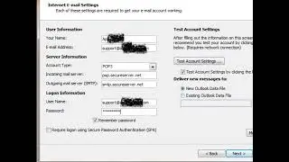 POP server Email configuration in Microsoft Outlook