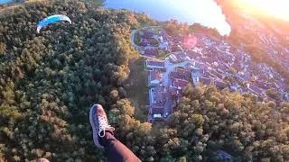 Paragliding sunset flight