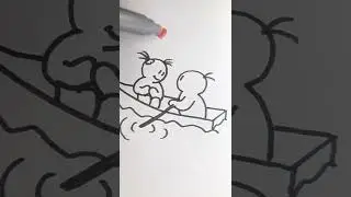 HOW TO DRAW LOVERS ON BOAT | lovestory | КАК НАРИСОВАТЬ ВЛЮБЛЕННЫХ НА ЛОДКЕ #Shorts