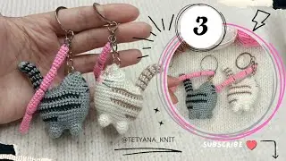 Easy Crochet Cat Keychain Tutorial Pt.3/3: Final Assembly, Face & Sausage Charm
