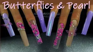 Butterflies & Pearl | Acrylic Nail Video