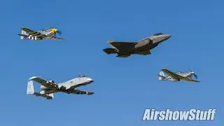 USAF Heritage Flight (F35/A-10/P-51s) and Missing Man Flyover - EAA AirVenture Oshkosh 2017