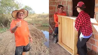 COLOCANDO A PORTA E A JANELA NA NOSSA CASA E O O AÇUDE ESTÁ QUASE PRONTO