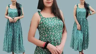 How to make maxi dress/DIY tiered maxi dress/ shoulder bow tie dress/ easy stitching