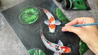 Как нарисовать рыбки кои | рисование акрилом