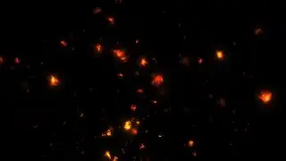 Burning Fire Particles Overlay Effect Black Screen Video Background 4K