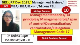 10/Lakshya Course/ Management theories / span of control/ Delegation/ Roles /Dr. Barkha Gupta
