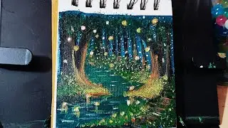 How to make firefly painting| Night scenery 🎨🖌️#youtube #painting