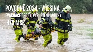 Povodně 2024 - ve Vřesině hasiči evakuovali imobilní osobu a řešili odtok laguny, 14.9.2024