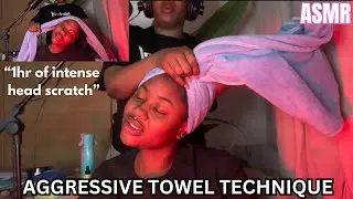ASMR✨1 HOUR OF FAST & INTENSE AGGRESSIVE HEAD SCRATCH MASSAGE USING THE TOWEL TECHNIQUE WITH TOOLS