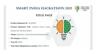 🌾Kishan Jyoti | AI- based Farmer Support & Advisory app | SIH 2025  Presentation| Team CODE COMETS