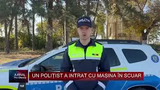 UN POLIȚIST A INTRAT CU MAȘINA ÎN SCUAR