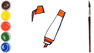 How to draw a marker. Coloring page/Drawing and painting for kids.