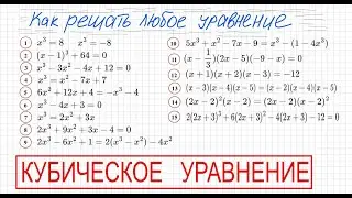 Как решать кубические уравнения Решите уравнение 3 степени 9 класс Разложить на множители Деление