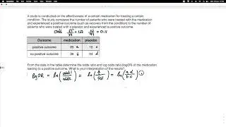 Determine the log odds ratio from raw data