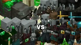 Minecraft Pe: All Friendly Illagers Vs Raid Modded Hard Mode