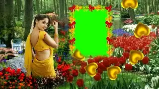 Girl _photo frame wadding green screen effect