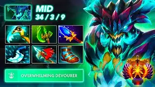 [7.39b] 34 KILL MONSTER - Outworld Destroyer MID | Full Gameplay Dota Class