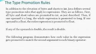 Automatic Type Promotion in Expressions - Java  (The Type Promotion Rules)