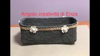 Cestino fondo rettangolare all'uncinetto/Crochet basket/Cesta de ganchillo