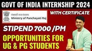 Govt Internship with ₹7k/Month | MOPR Internship 2024 | For Graduation, Post Graduation Students