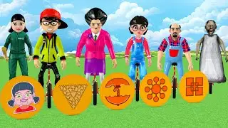 Scary Teacher 3D vs Squid Game - Unicycle With Dalgona Candy Level Max Challenge Who's Boss
