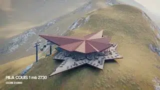 Render 3D del progetto vincitore nuovo impianto di risalita di Pila, in Valle D'Aosta.