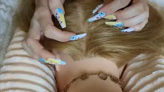 Long Nails Scalp Check & Necklace Sounds — Sleep & Relax ASMR (2Ver Inaudible / Whisper No Talking)