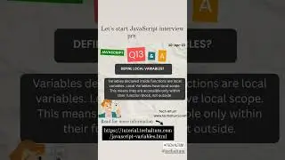 JS Question: - 13 | JS Question for interview | What is Local Variable | Learn JavaScript