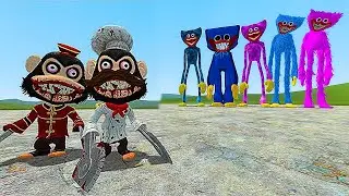 CHEF MONKEY, MURDER MONKEY DARK DECEPTION vs ALL HUGGY WUGGY CHAPTERS 1-5 in Garry's Mod