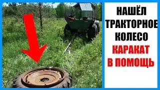 Нашёл тракторное колесо. Каракат в помощь. Металл в лесу.