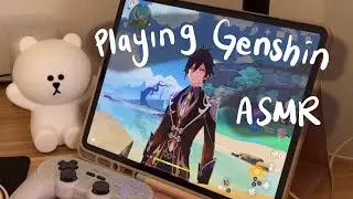 playing genshin on a cozy iPad pro setup | controller ASMR | chinese dub | ningguang story quest