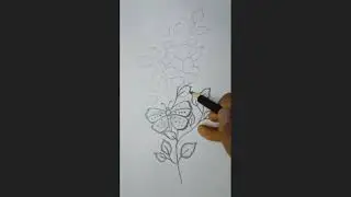 Butterfly drawing #pencilarts #art  #butterfly| butterfly with flowers