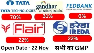 Tata Technology IPO | Gandhar Oil Refinery IPO | Flair Writing IPO | IREDA IPO | Fedbank IPO | GMP