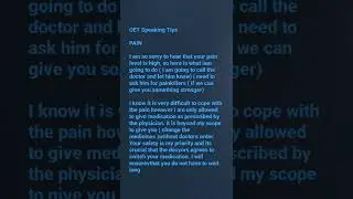 Oet speaking tips about PAIN