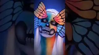 Rainbow Butterfly Skull Tutorial 💀 #sfx #butterflymakeup #makeup  #rainbowmakeup #makeuptutorial
