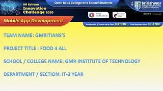Food 4 All (Updated) | Mobile App Development | Sri Eshwar Innovation Challenge 2020
